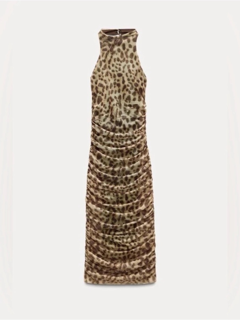 Zara Leopard-Print Halter Dress, Mesh Bodycon